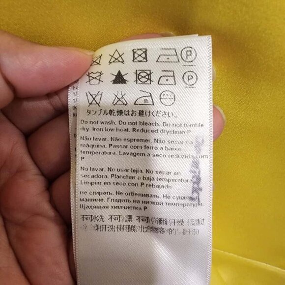 Escada Blouse Top Women Small Yellow Satin Feel Half Flutter Sleeve Casual Party - Picture 12 of 12